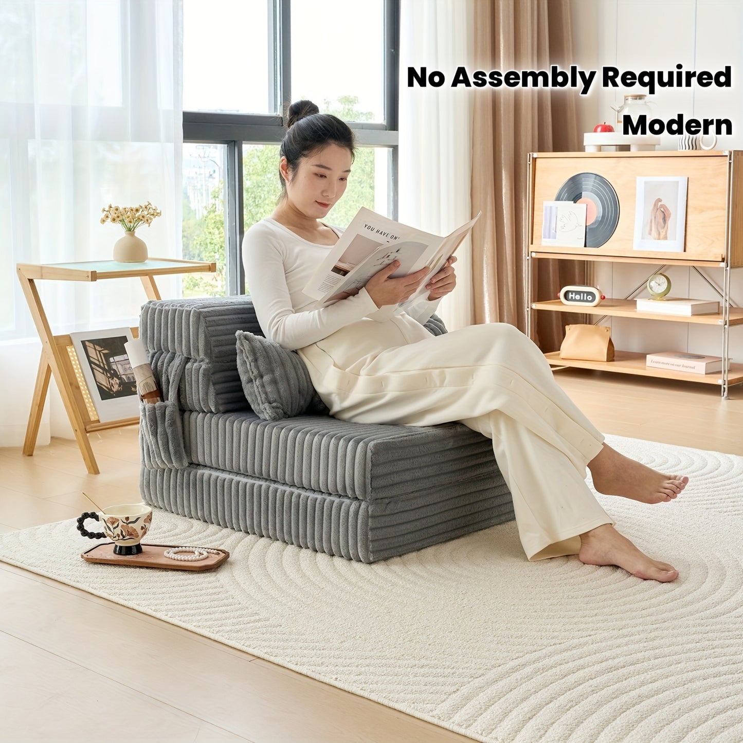 Modern Convertible Sofa Bed With Memory Foam Cushion Upgraded Pillow